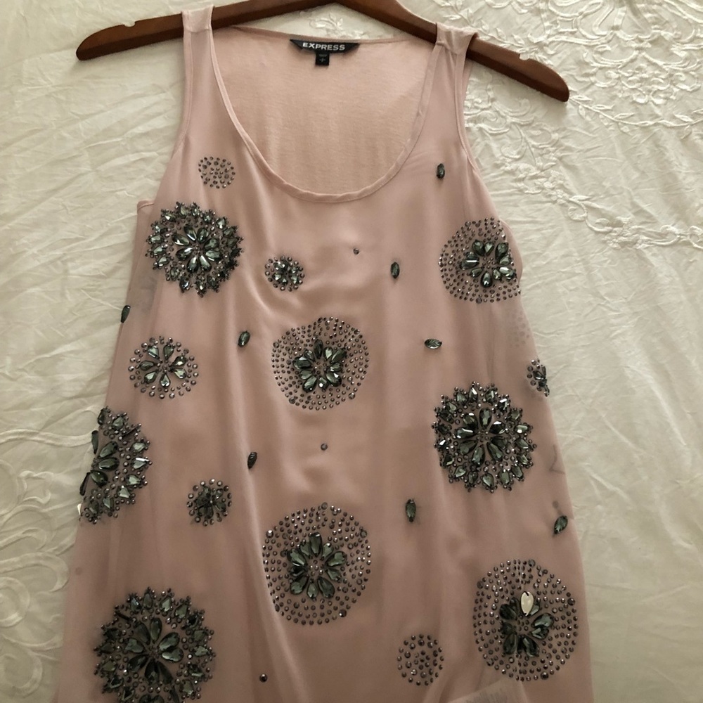 Pink express tank top with rhinestones